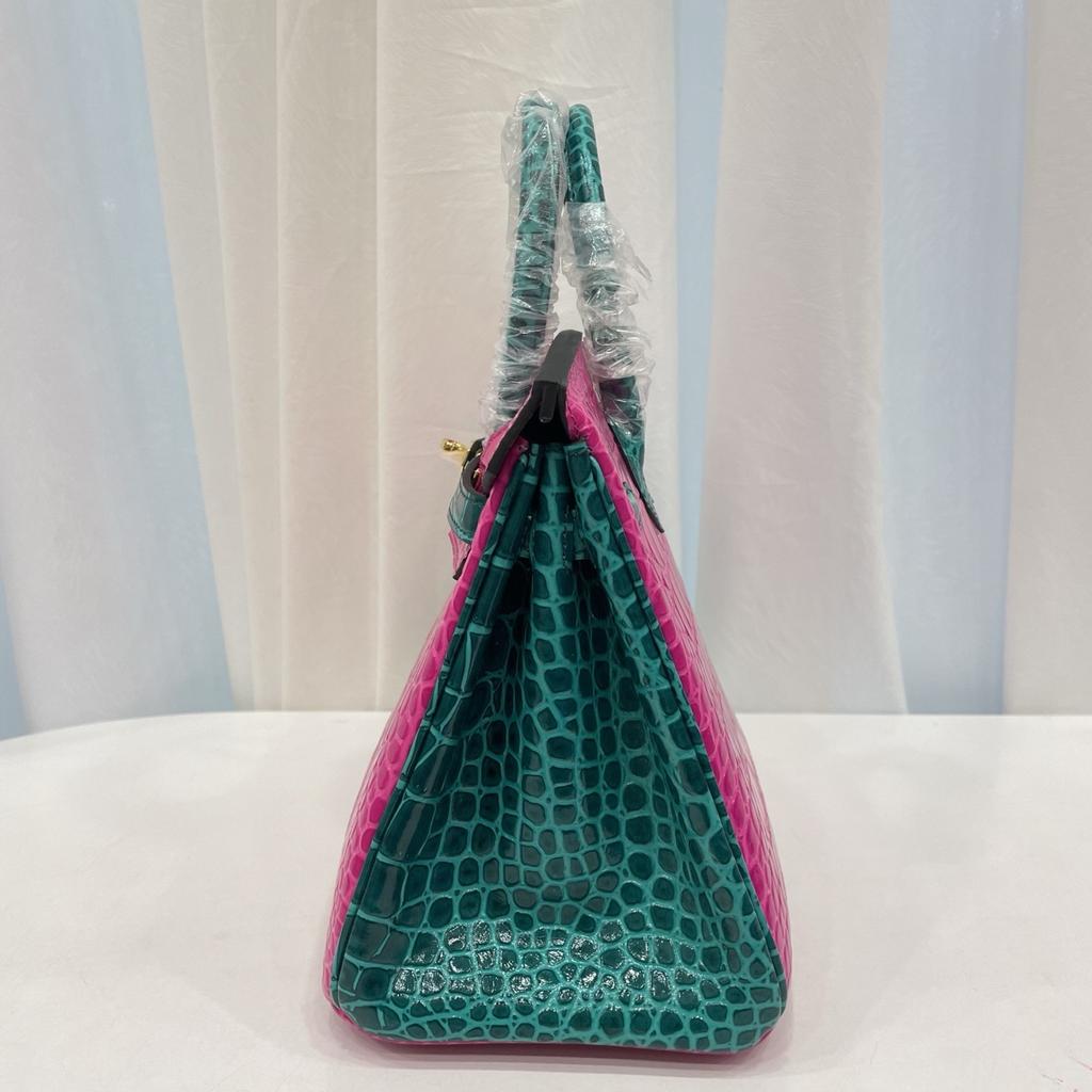 2025 Explosive Color Matching American Crocodile Pattern Platinum 25/30. Full-pair Version Strapless High-end Fashion Portable Women's Bag