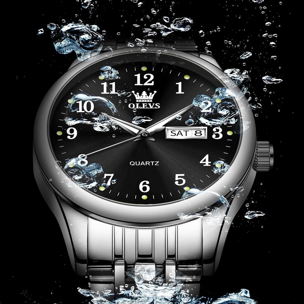 OLEVS Analog Popular Business Stylish Stainless Steel Arm Watch for Cute Watch for Black Fashionable Simple Pressure Resistant Easy To Casual Watch