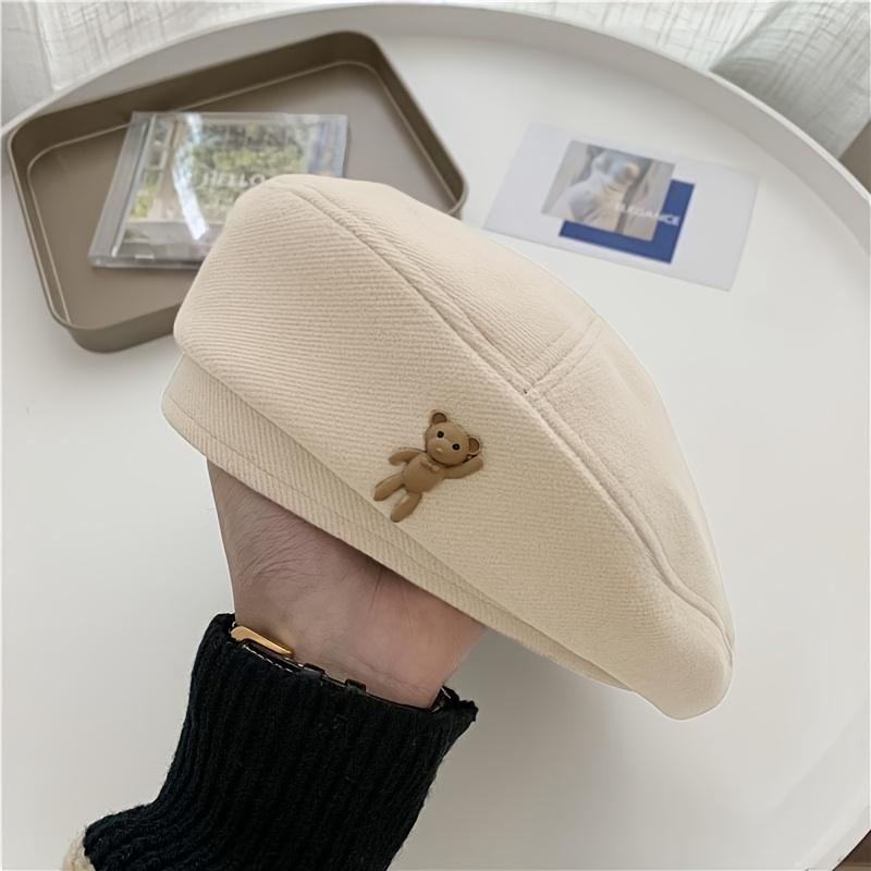 1pc Women Girls Winter Beret Hat Retro Solid Color French Painter Hat Artistic Beret Caps
