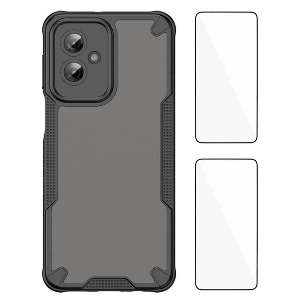 

Серія WANLONFENG MFFJ Для Motorola Moto G55 5G Задня кришка з 2 шт. загартованого скла Чохол для телефону з ТПУ+акрилу Black