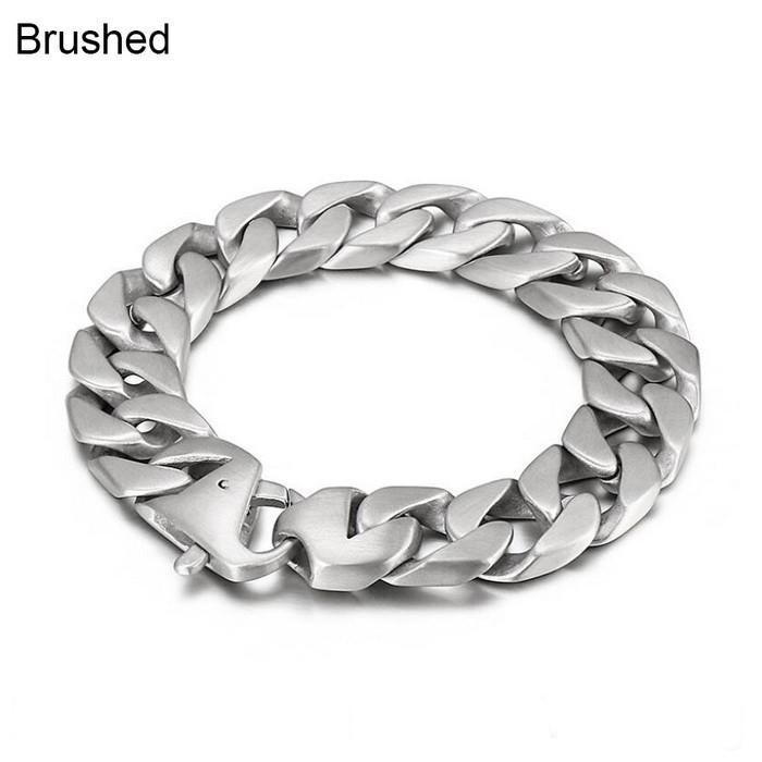 

Классический мужской браслет Матовый брашированный Цельный из нержавеющей стали 15 мм Цепь кубинского плетения Мужские браслеты 9 цветов в наличии 21CM