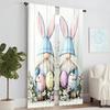 Set Of 2 Easter Egg Gnome Rabbits Printed Window Curtain Bedroom Office Kitchen Living Room Study Rod Hole For Great Made Polyester