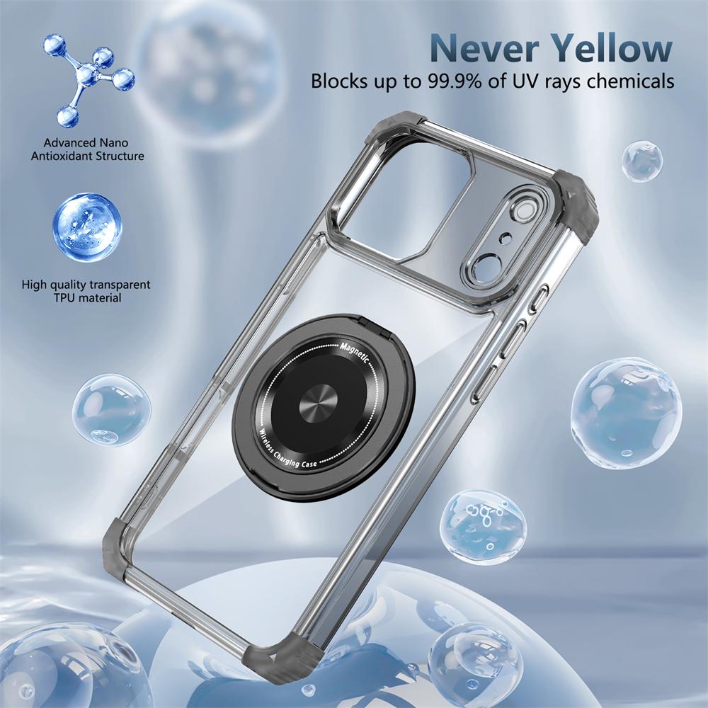 Shockproof Folding Stand Holder Magnetic Case For iPhone 17 Air 16 15 12 13 14 Pro Max Plus Rotating Bracket Clear Armour Cover