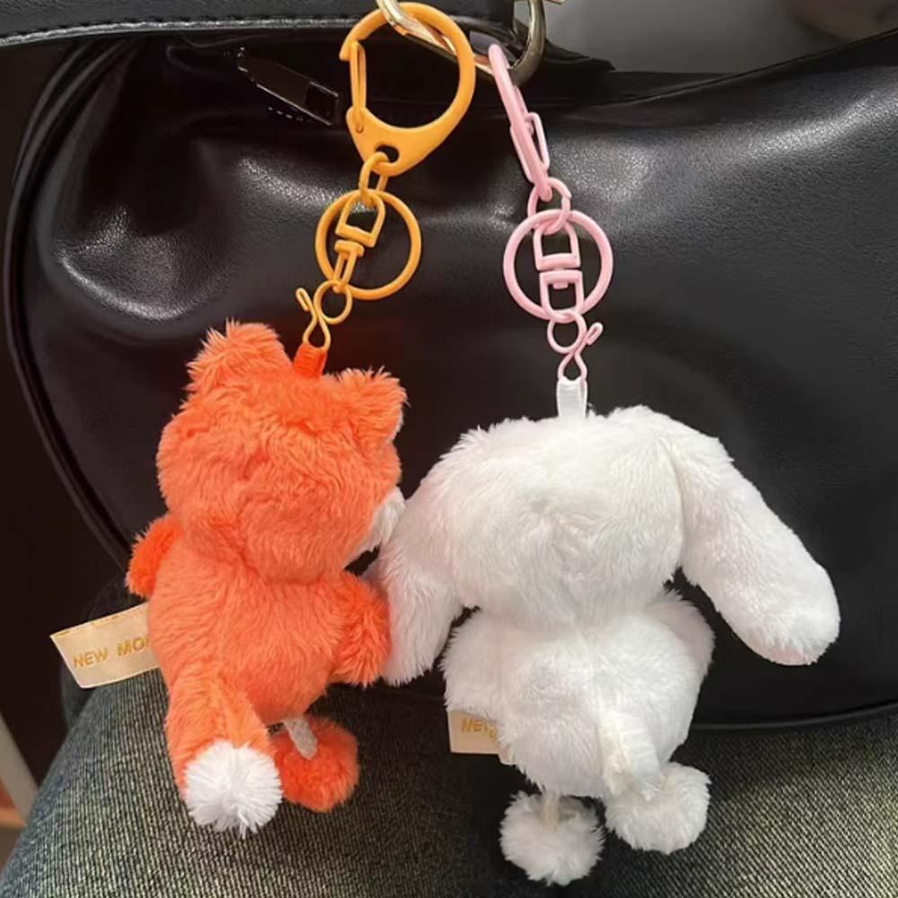 Funny Plush Dog Pendant Soft Cartoon Animal Keychain Cute Bear Doll Key Ring  Couple