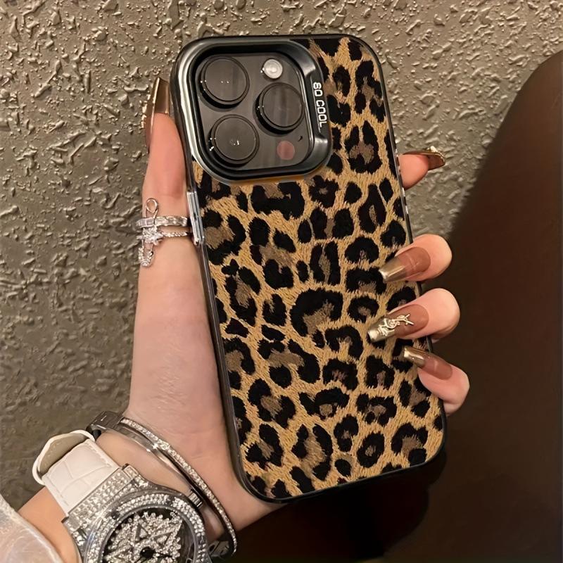 Misty Leopard Print Is Suitable for iPhone 13 Pro Max/14/15 Apple Phone Cases, 12PM/16/11/XS Color Silver