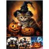 5D DIY Full Round Drill Diamond Painting Halloween Cat Pumpkin Kit Home Decor