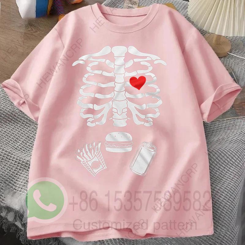 Skeleton Tshirt Ribcage Bones Summer Tracksuit Mens Round Neck Pullover Shortsleeved Tops Casual Sportswear Trendy Streetwear