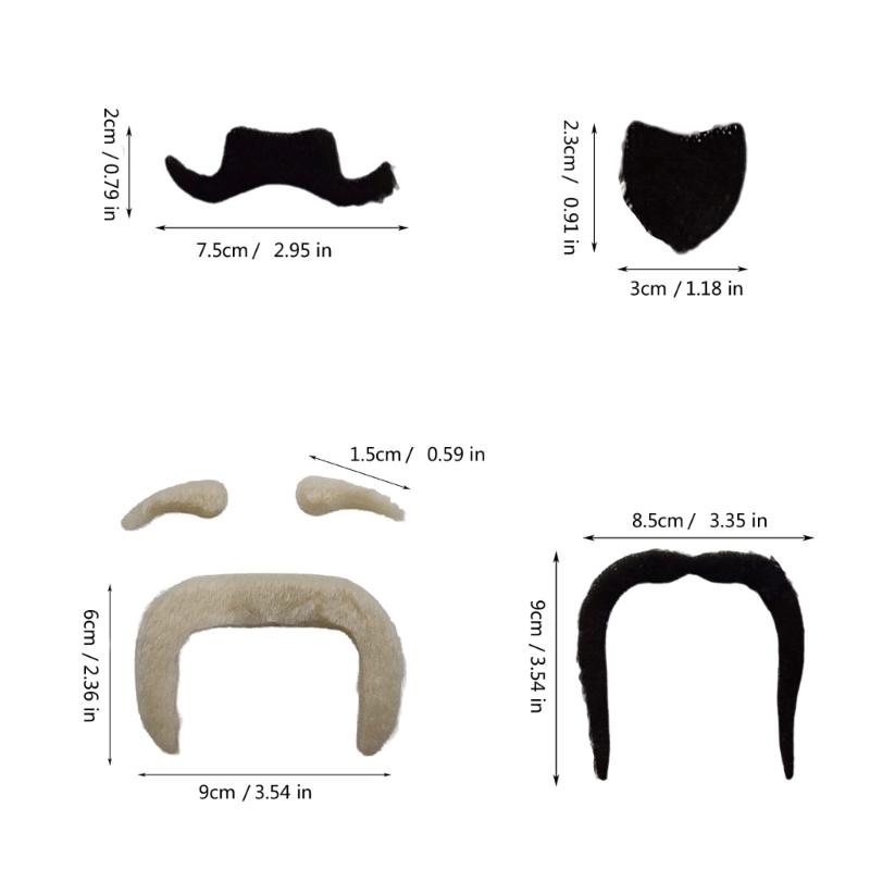 49Pcs Fake Mustaches selfs Adhesive Novelty Hairy Beard Costume Facials Hair for Christmas Party Supplies Decorations