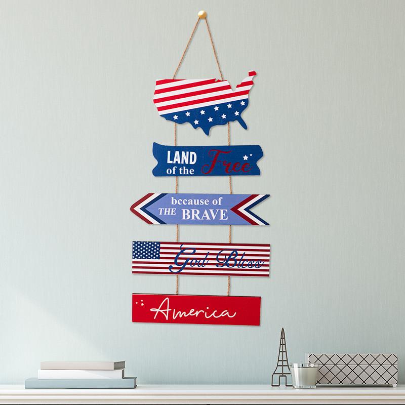 Day Independence Exclusive Wooden Hanging Decorations With Usa Flag Design Celebrations For