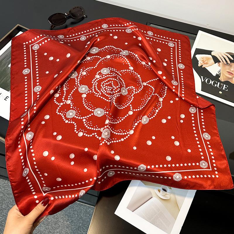 New 100% Pure Real Silk Scarf Women Hair Foulard Luxury High Quality Bandana Square Headband Hijab Scarves Pashmina brand 65cm
