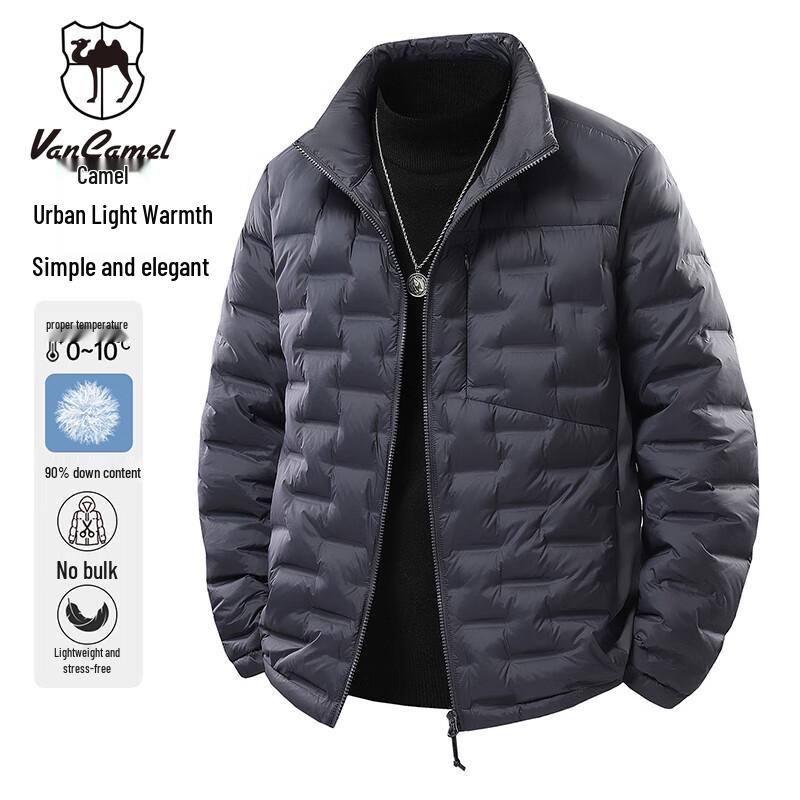 VANCAMEL Men's Stand-Collar Thickened Down Jacket