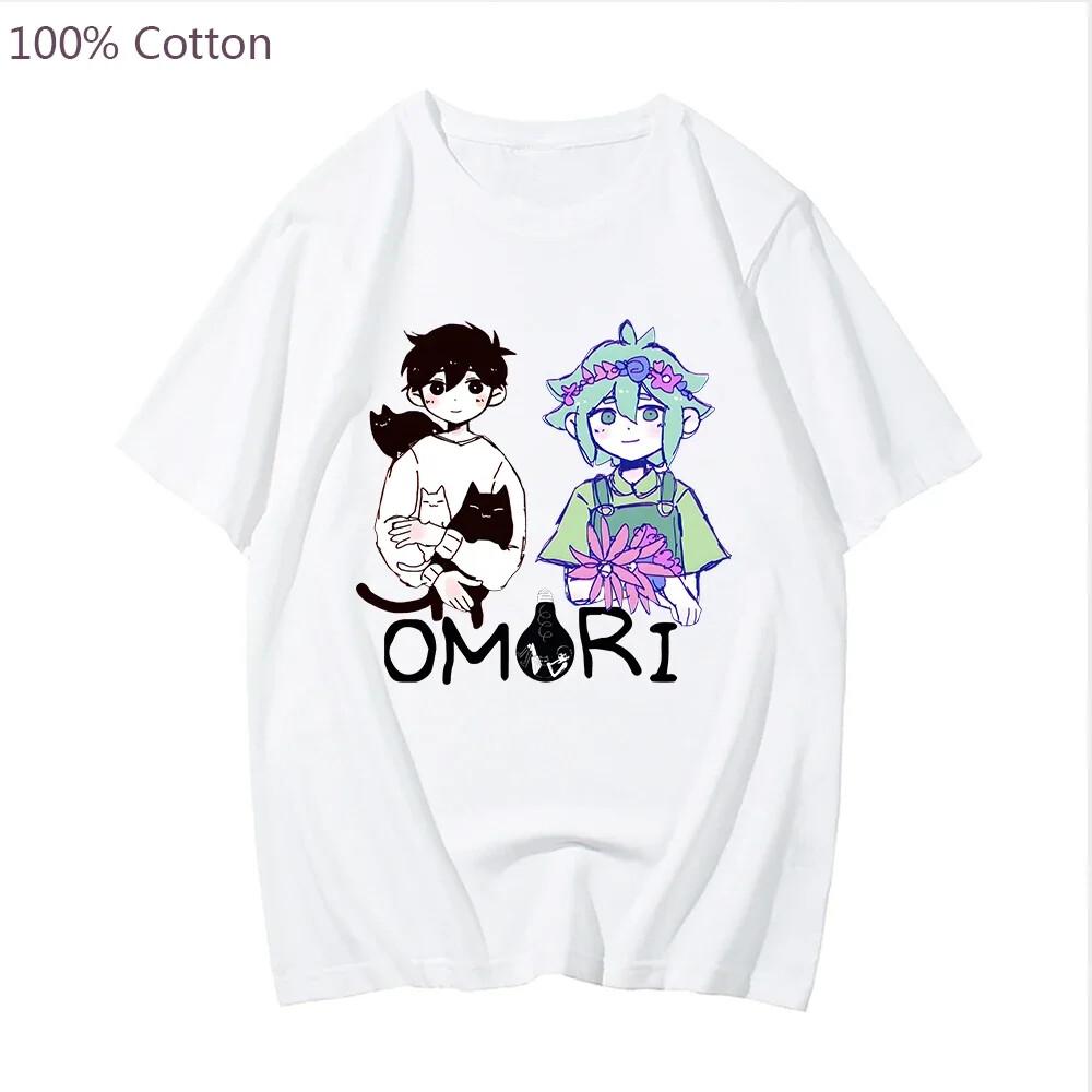 

Omori Game Sunny and Basil Tshirt Summer Short Sleeve Fashion Print T-shirts Car Unisex T-Shirt L