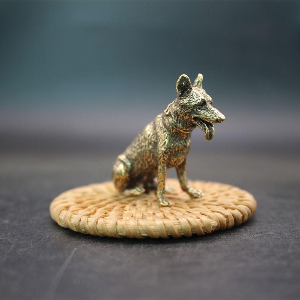 Mini Puppy Miniatures Antique Copper Wolf Dog Retro   Office