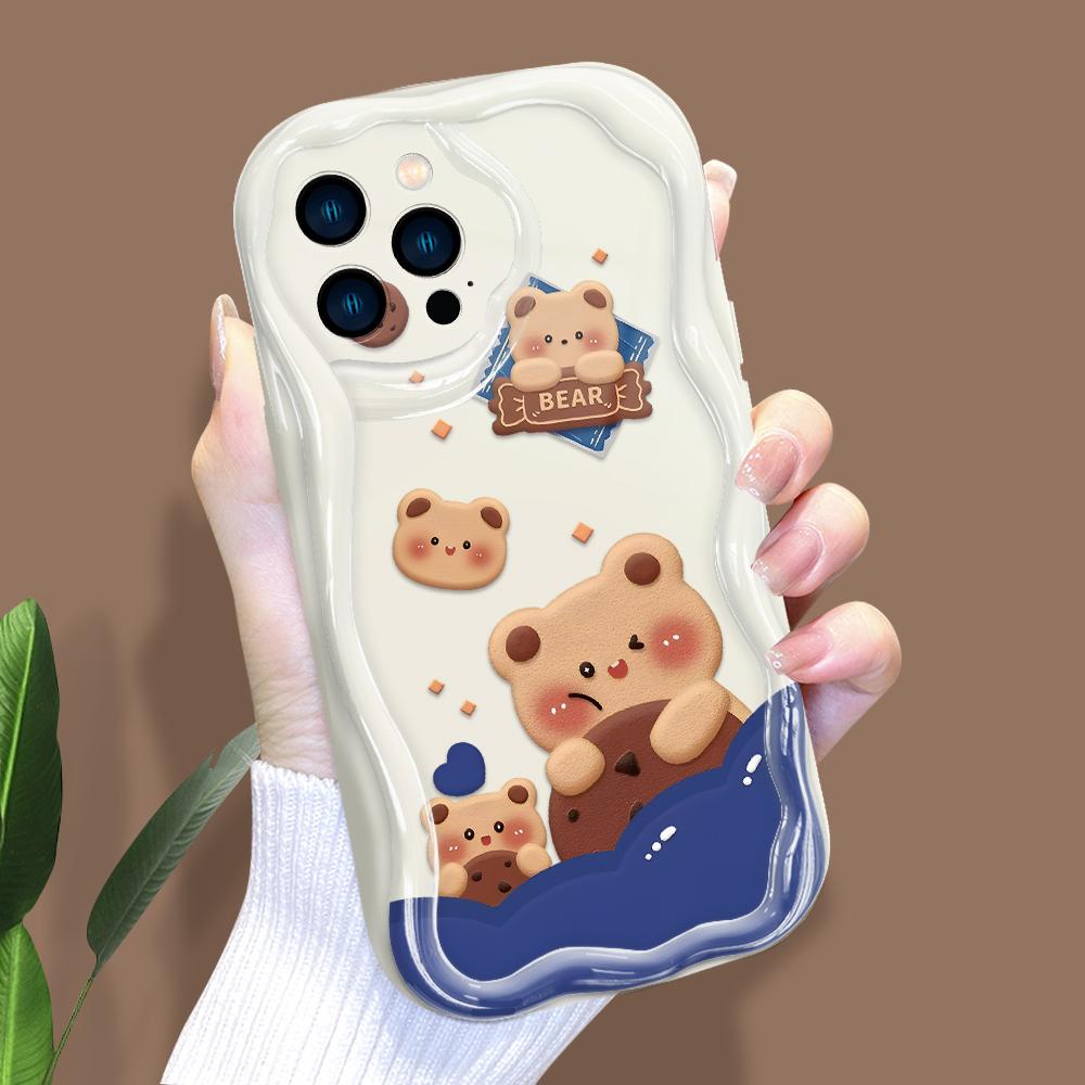 Wzór z kreskówki Kremowa tekstura Obudowa Falista krawędź Miękka silikonowa obudowa Obudowa na telefon iPhone Samsung Huawei Honor Xiaomi Redmi Infinix Tecno