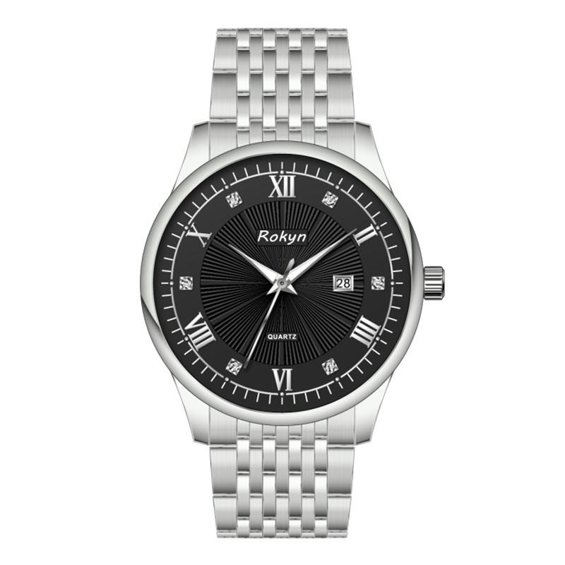 Ultra-Thin Men's Stainless Steel Waterproof Quartz Watch with Luminous Calendar