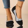 Fashion Soft Leather Round Toe Thick Low Heel Colorblock Single Shoes Women's 2025 Spring and Autumn New French Retro Flats