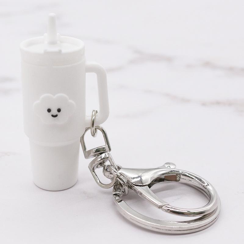 Popular Soft Rubber Stanley Cup Pendant Keychain - Creative Milk Tea Cup Keyring Available