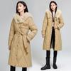 Large Size Autumn and Winter Women's Coat Solid Color Fur Collar Waist Slimming Mid-length Thickened Windproof Women's Jacket