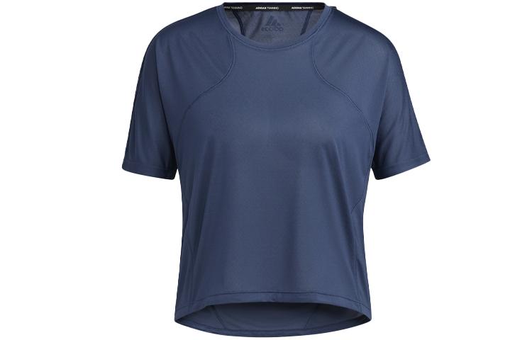 Adidas T Shirts Women s Navy Blue Crew Neck Moderate Straight Fit GP6792 S