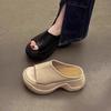 Muffin Thick-bottomed Cool Slippers for Women's Summer Wear 2025 New European Station Niche Small Person Height Beach One-word Drag