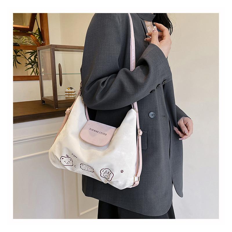 Bear Pattern Single Shoulder Underarm Bag Large Capacity Handbag Gift Backpack