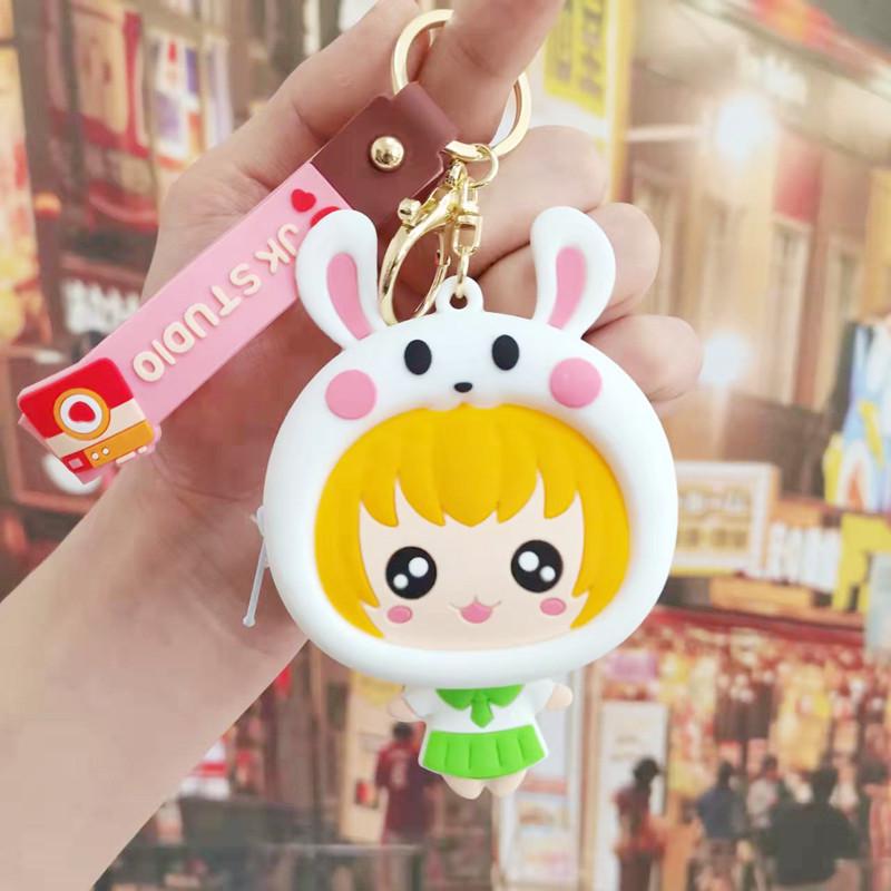 Silicone Bear Girl Coin Purse & Keychain Earphone Pouch