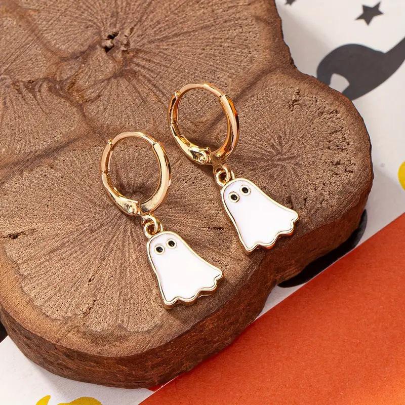 Fashionable Punk Ghost Pendant Earrings Suitable For Men And Women Creative And Cute Halloween Party Jewelry Gifts
