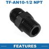 A ABSOPRO Female Flare Reducer Hose Fitting Adapter TF AN10 1/2 NPT Fuel Line Connector Aluminum Black
