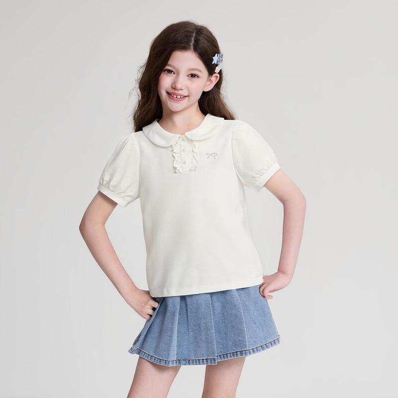 Deesha Girls' Doll Collar Puff Sleeve T-Shirt