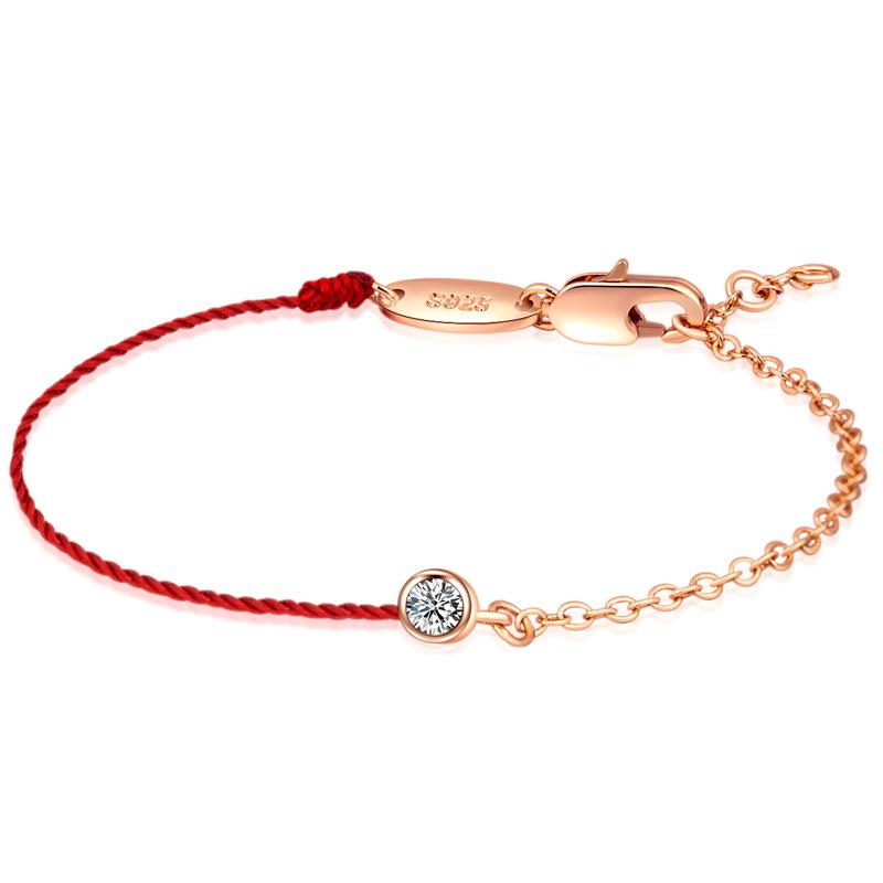 Women Rose Gold Braided Red String Bracelet For Horse Year Luck Valentine Gift Fashion Jewelry