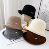 French Small Fragrant Elegant Knitted Bucket Hat Women's Retro Upturned Brim Basin Hat Big Head Circumference Showing Face Small Bucket Hat Tide