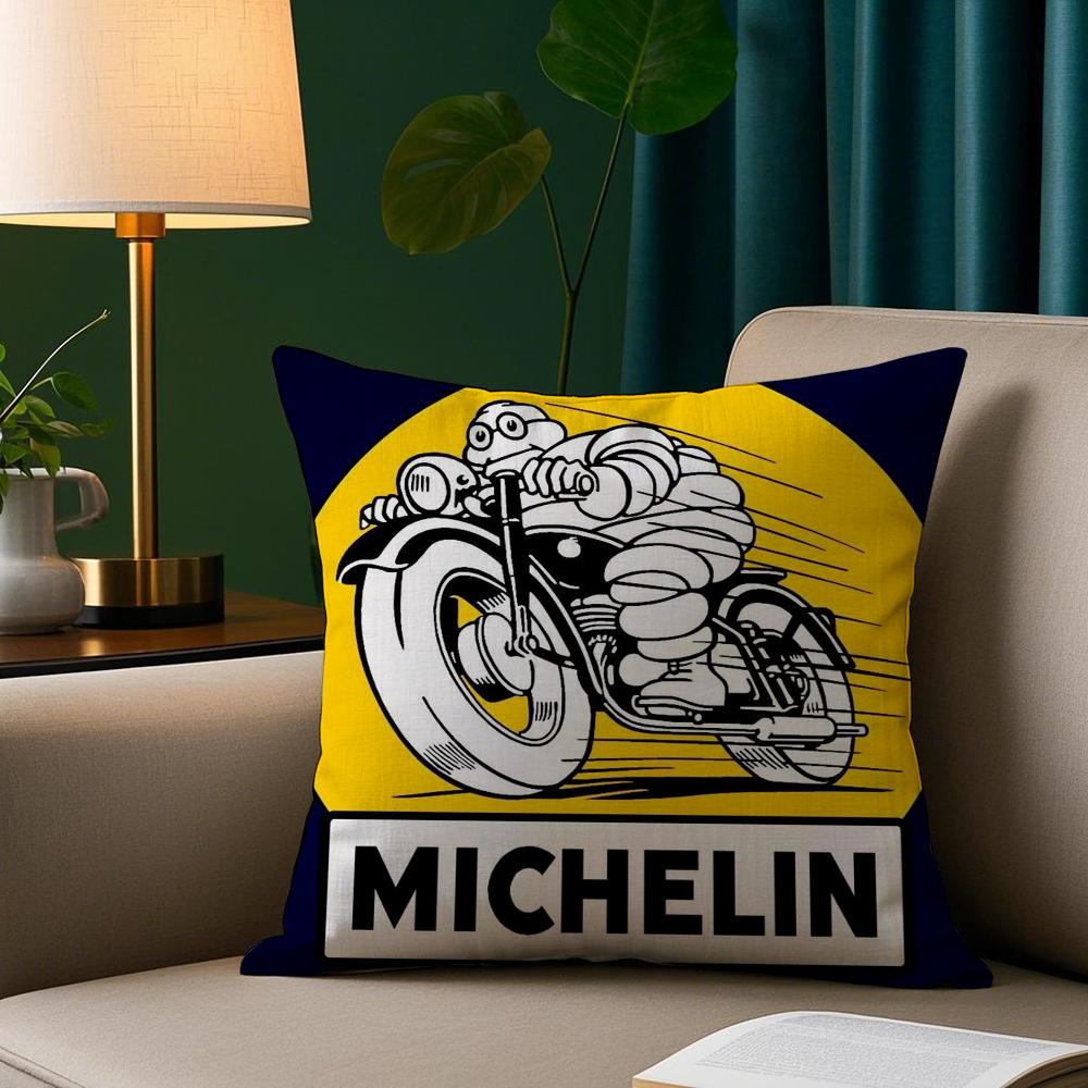 M-MichelinS T-Tyres Pillow Case Plush Fabric Soft Double Sided Print Sofa Cushion Cover Throw Pillow Covers