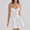French Sweet Romantic Yellow Floral Waist Skirt Women's Holiday Fluffy Suspender Dress