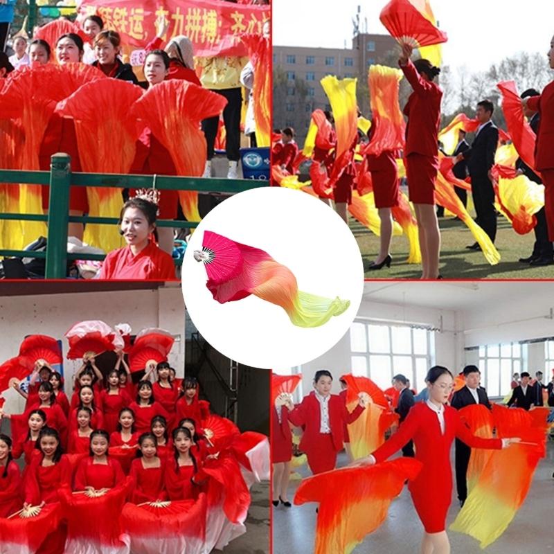 Všestranné závoje na břišní tanec z umělého hedvábí Dlouhé skládací vějíře pro soutěže a lekce Taneční vějíř Perfektní pro studia