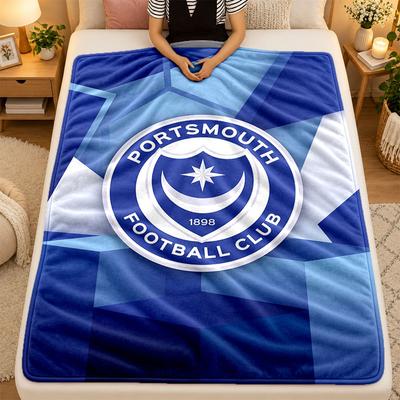 Coperta di Flanella Portsmouth FC Calda Morbida Coperta Plaid per Uso Interno Divano Letto Soggiorno