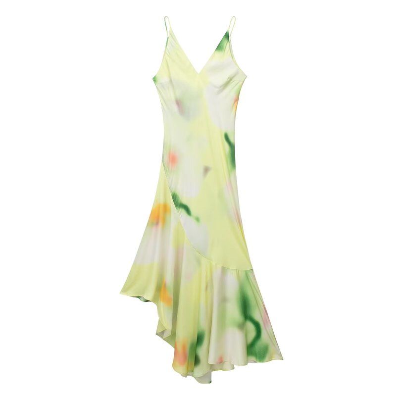 Fashion Style Summer New Fashion Women's Fashion Clothing Asymmetric Hem Slim Strap Dress 1182655