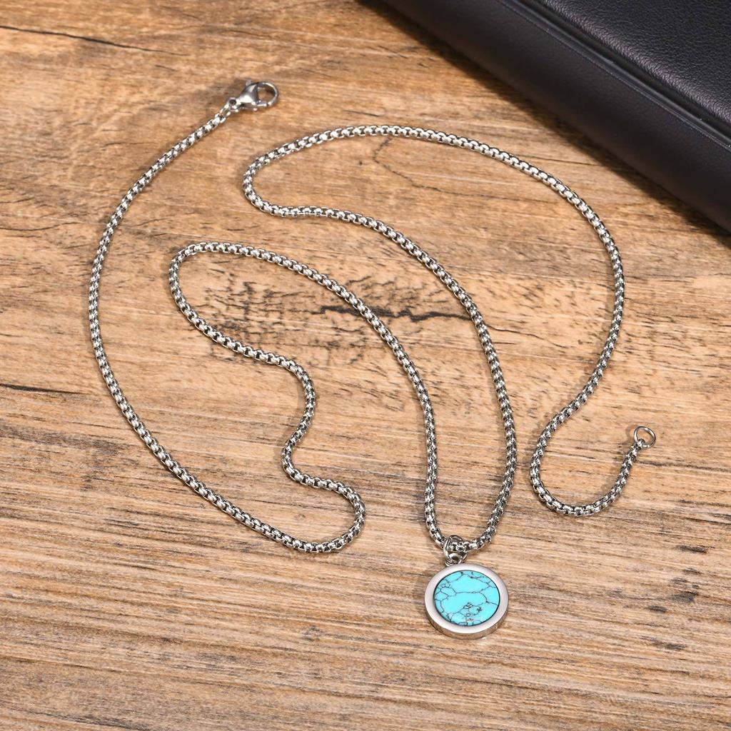 Runde Plattenanhänger Halskette Edelstahl Schlüsselbeinkette für Männer und Frauen Handgefertigtes Mode-Party-Accessoire