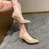 Aphixta Yellow Suede Elastic Band Sandals Thin Heels Women Shoes Concise Woman 8cm High Heel Sandals Plus Big Size 35-45