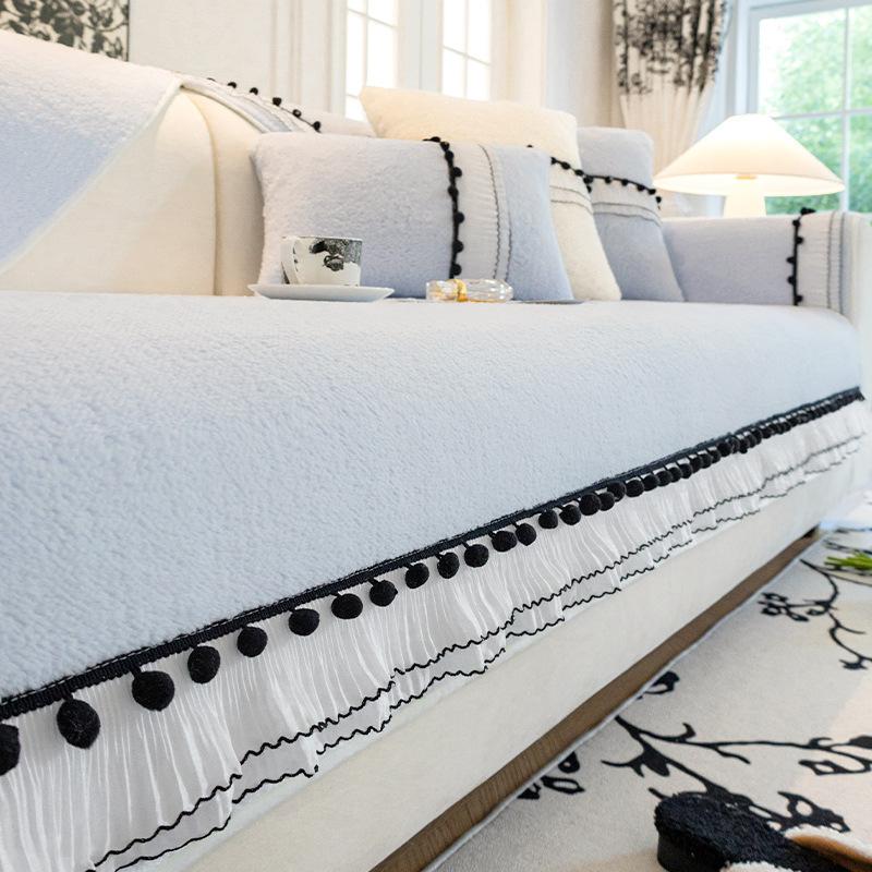 Winter Thickened Cotton Velvet Sofa Cushion 2024 New Non-Slip Seat Cushions Leather Sofa Cover Plush Cover Towel