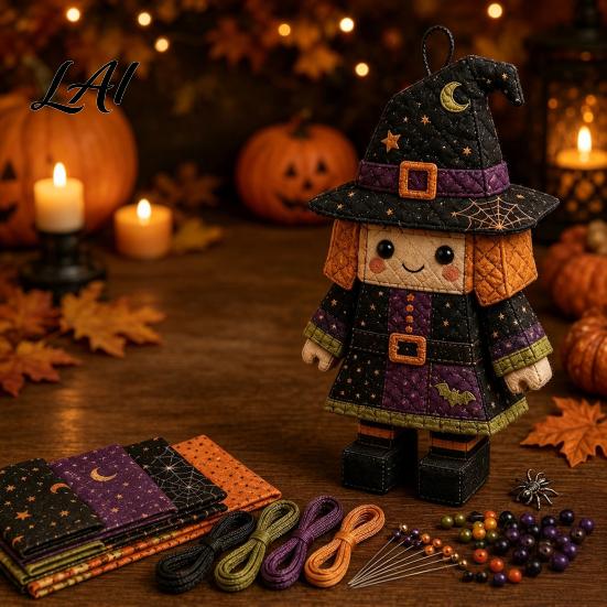 Handmade Christmas Tree Ornaments Halloween Rag Doll DIY Kit Patchwork Sewing Craft Set with Decorative Figure Kits Pre-Cut Fabrics Beginner-Friendly