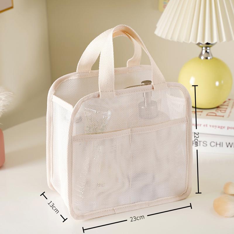 1 3Pcs Makeup Bag Mesh Handbag Portable Cosmetic Organizer Zipper Storage Pouch for Travel Purse and Lipstick