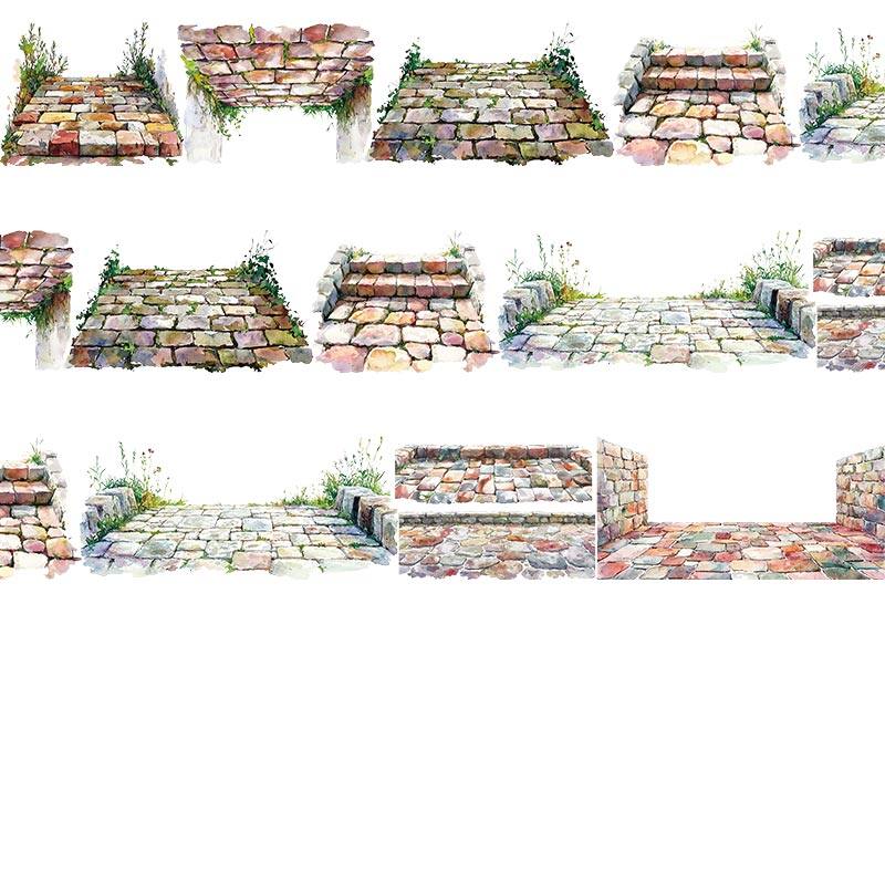 Pet Tape Journal Brick Road Base Pavement Collage Decoration Card Landscaping Ground DIY Scrapbooking Sticker