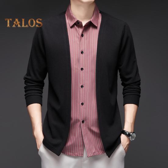 Pánská košile Falešný Dvoudílný cardigan Zapínací límec Jednořadý pruhovaný Dlouhé rukávy Barevně ladící Pletený Formální Business Styl Top