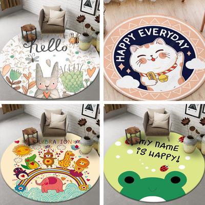 Ins Carpet Living Room Sofa Round Mat Bedroom Printed Cartoon Carpet Study Anti-slip Mat Children Crawl Mat Bedroom Decoration