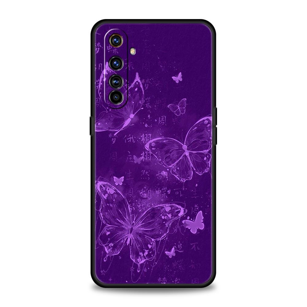 Art Purple Butterfly Soft TPU For Realme 13 12 11 10 9 Pro Plus GT3 GT2 C21 C25 C35 C53 C55 C67 Pro 5G Phone Case Cover Fundas