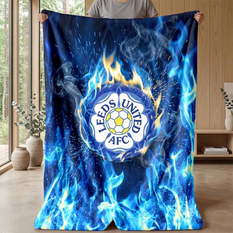 Coperta in Flanella con Stampa Leeds United, Morbida Calda Leggera Coperta da Divano Letto Campeggio