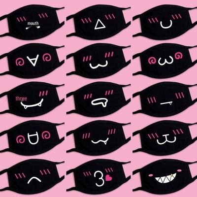 Modische Emoticon-Maske: Lustige, atmungsaktive Baumwoll-Staubschutzmaske zum Radfahren - Unisex Anime-Design