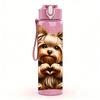 1PZ Cucciolo Yorkshire Terrier Ritratto 750ml Plastica Colorata Borraccia Sportiva Tappo Flip con Cannuccia Anti-perdita Adatta per Sport Ufficio Uso Domestico