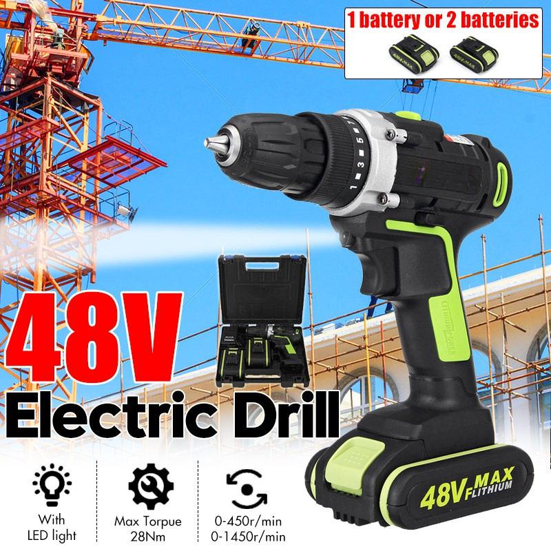 1.3A 1/2 Battery 110V-240V 50-60Hz  Electric Drill Hammer Rechargeable Cordless Drill Woodworking