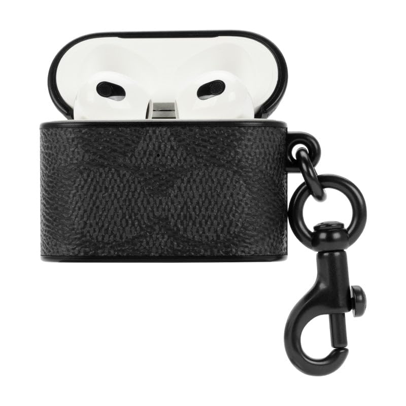 AirPods Leather Authentic Coach C [Coach] (3rd Generation) Case, (Signature Charcoal)